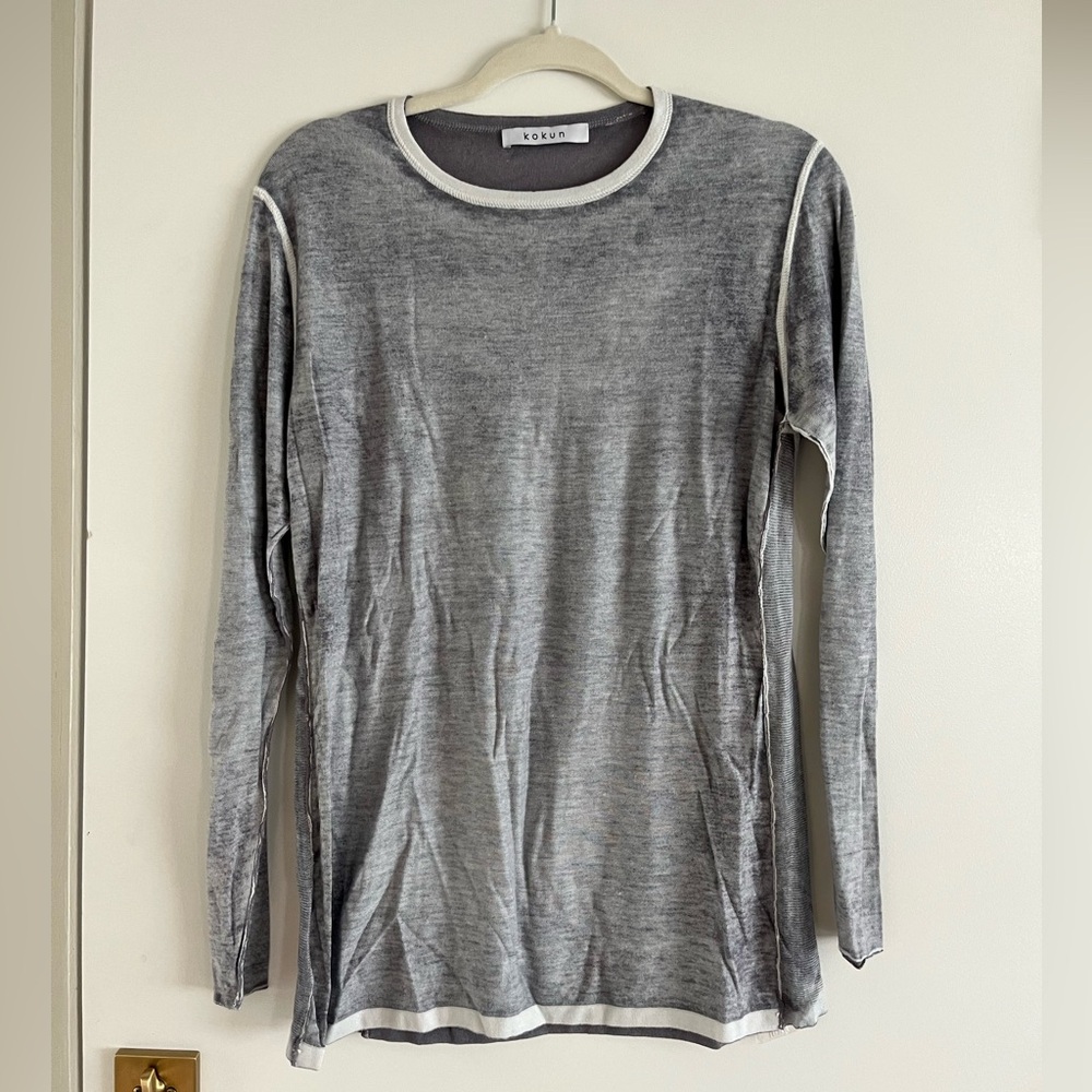 KOKUN grey over-dye sweater size large